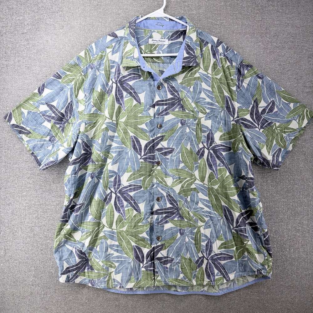 Tommy Bahama The Coconut Point Shirt Men Size XXXL Hawaiian Blue Short Sleeve